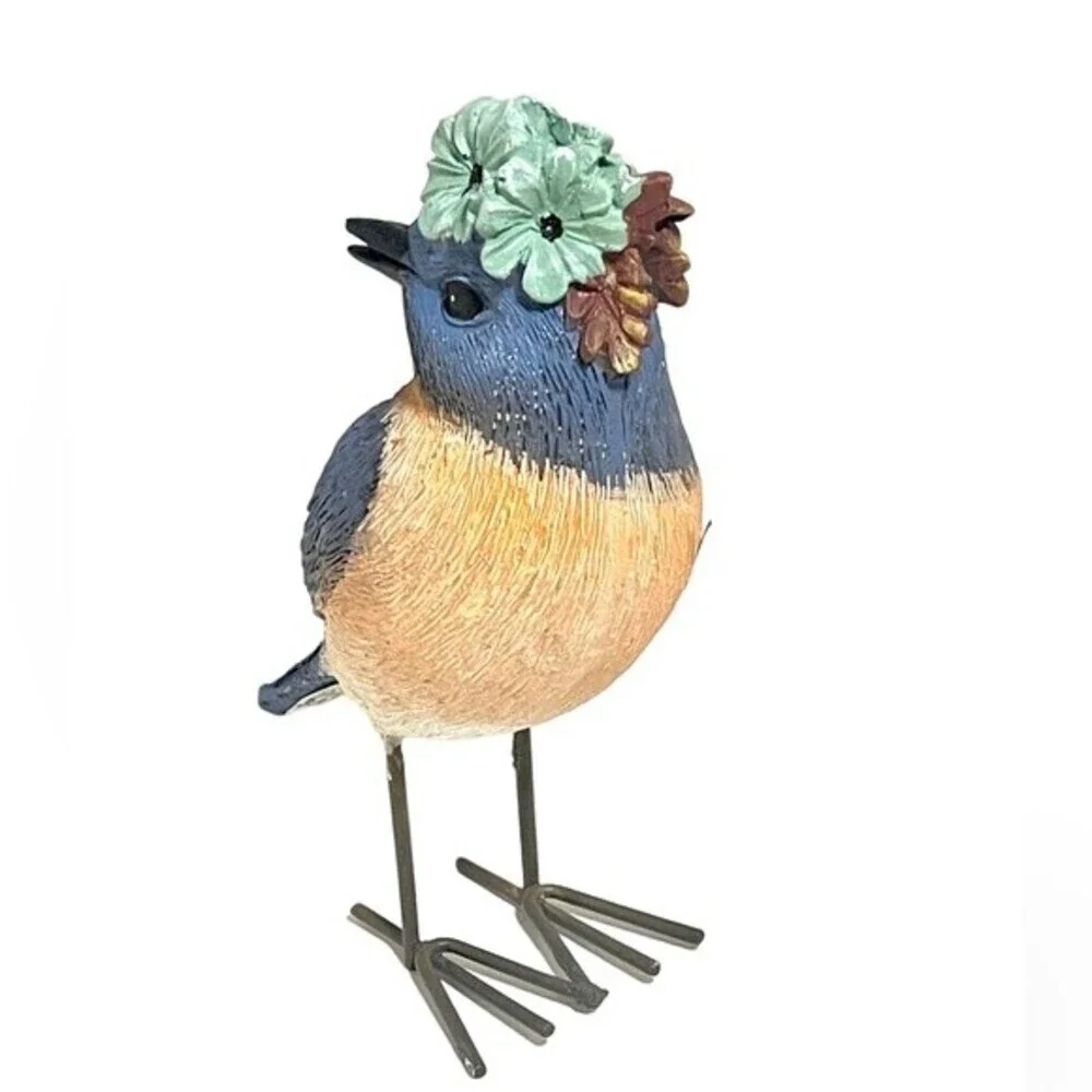 Gorgeous Carved and Painted Polyresin Bluebird with Metal Feet - Picture 4 of 4